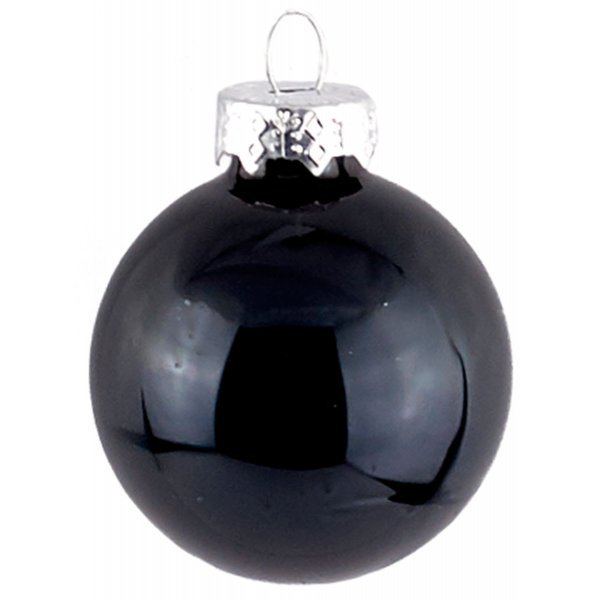 Χριστουγεννιάτικη Γυάλινη Μπάλα Μαύρη Γυαλιστερή (8cm)